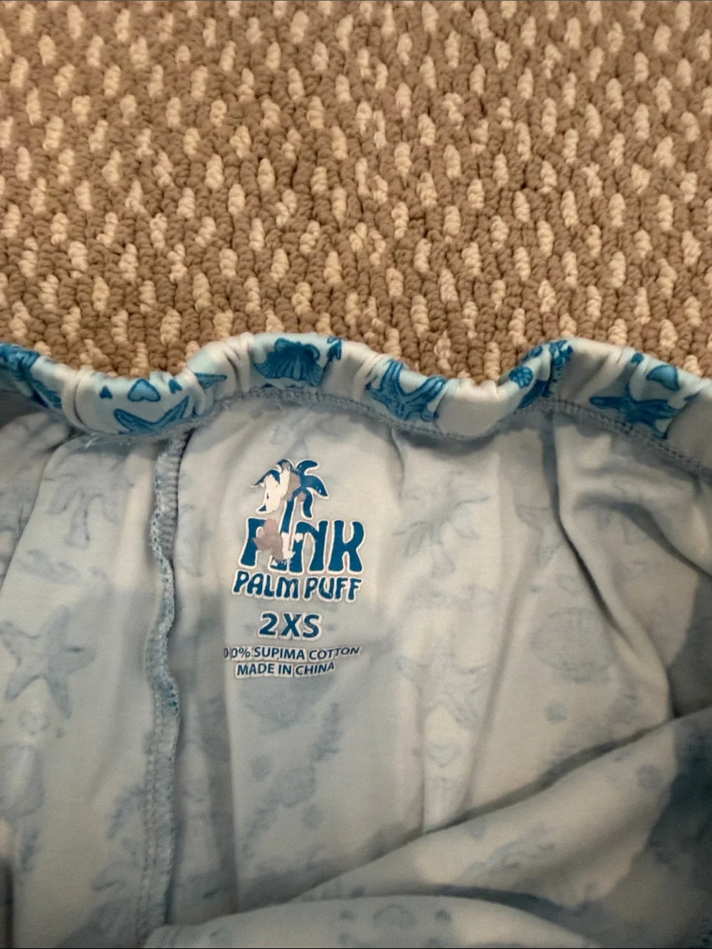 Girls Blue pink palm puff pajamas